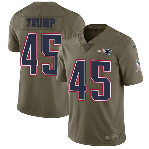 Nike Patriots #45 Donald Trump Olive Youth Stitched NFL Limited Salute to Service Jersey